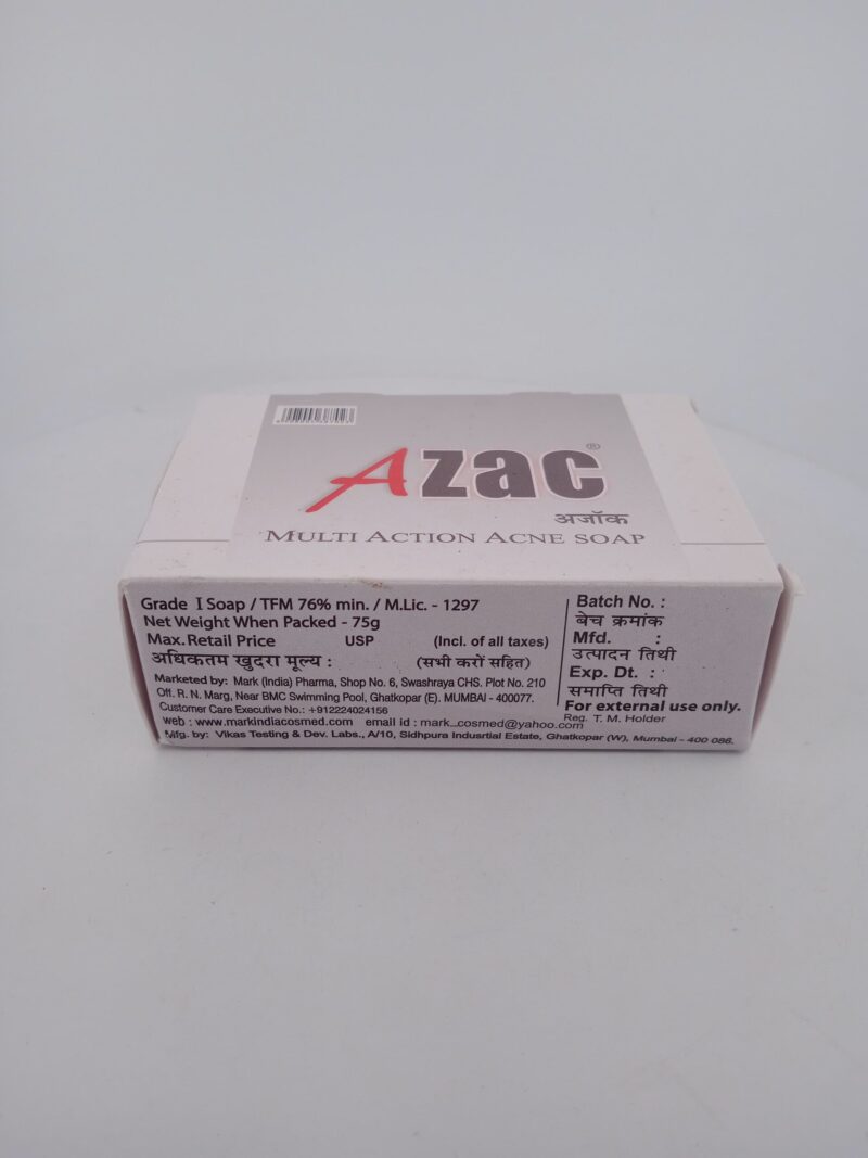 AZAC MULTI ACTION ACNE SOAP - 1 BAR 75gm - Image 3