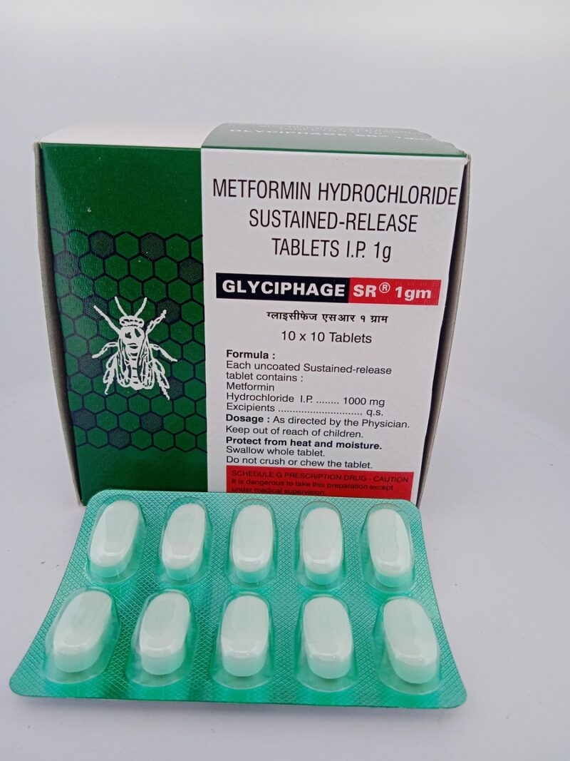 GLYCIPHAGE SR 1000 MG - 10 TABLETS - Image 2