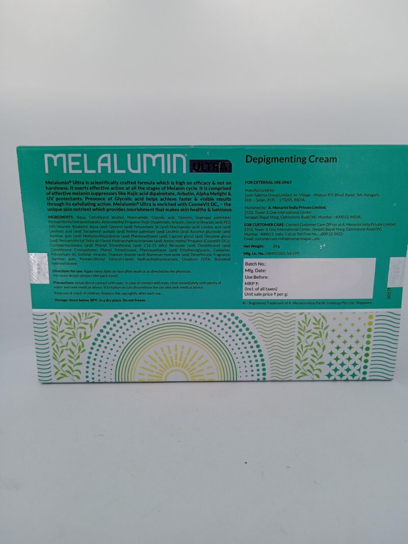 MELALUMIN ULTRA DEPIGMENTING CREAM - 1 TUBE OF 20g - Image 4