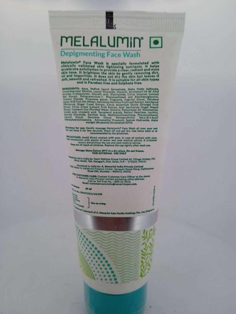 MELALUMIN DEPIGMENTING FACE WASH - 1 TUBE OF 60ML - Image 2