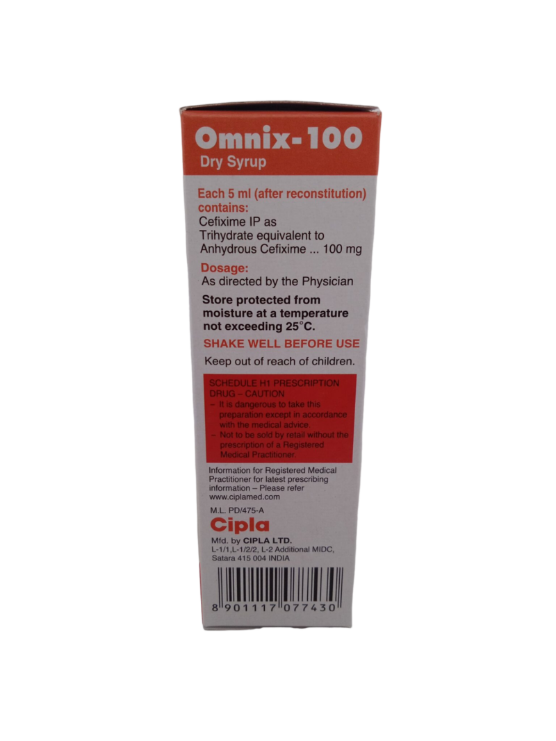 OMNIX-100 DRY SYRUP 100MG/5ML – 1 BOTTLE OF 30ML - Image 3