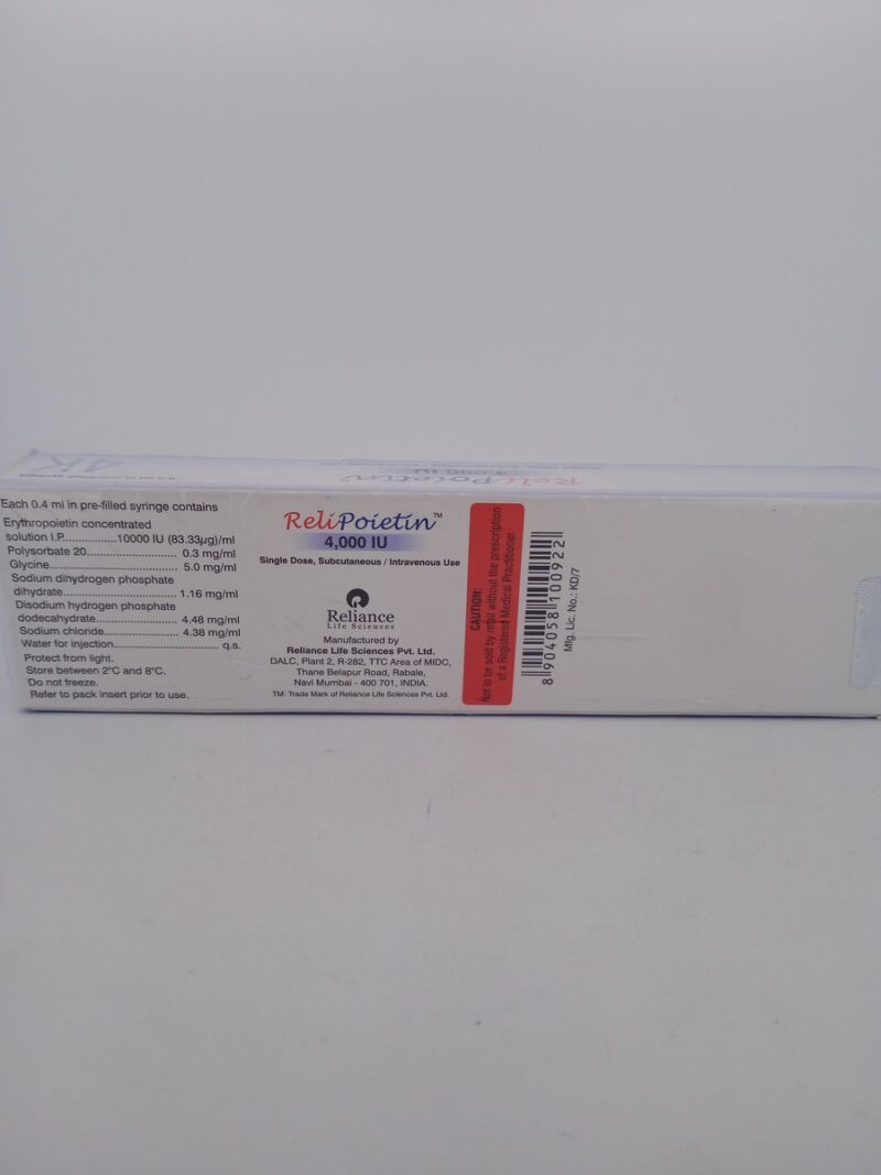 RELI POIETIN 4000 IU - 1 PRE-FILLED SYRINGE 0.4ML - Image 2