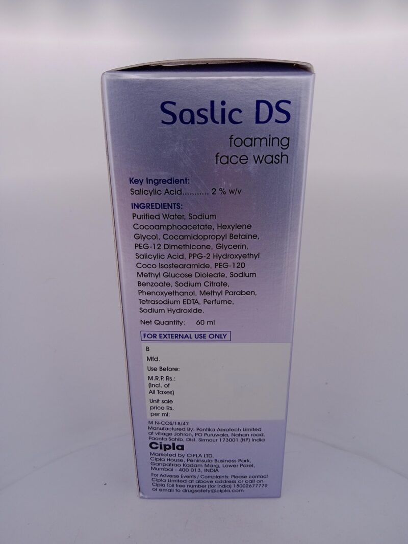 SASLIC DS (FOAMING FACE WASH) - 1 BOTTLE OF 60ML - Image 3