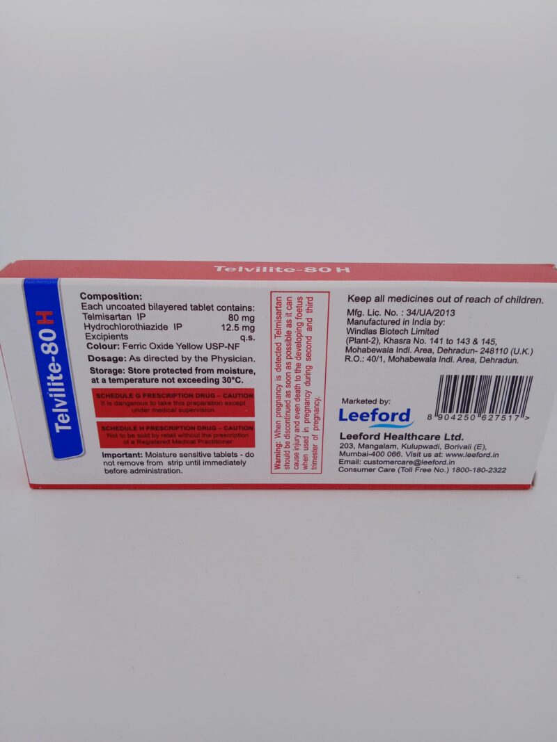 TELVILITE-80 H - 10 TABLETS - Image 4