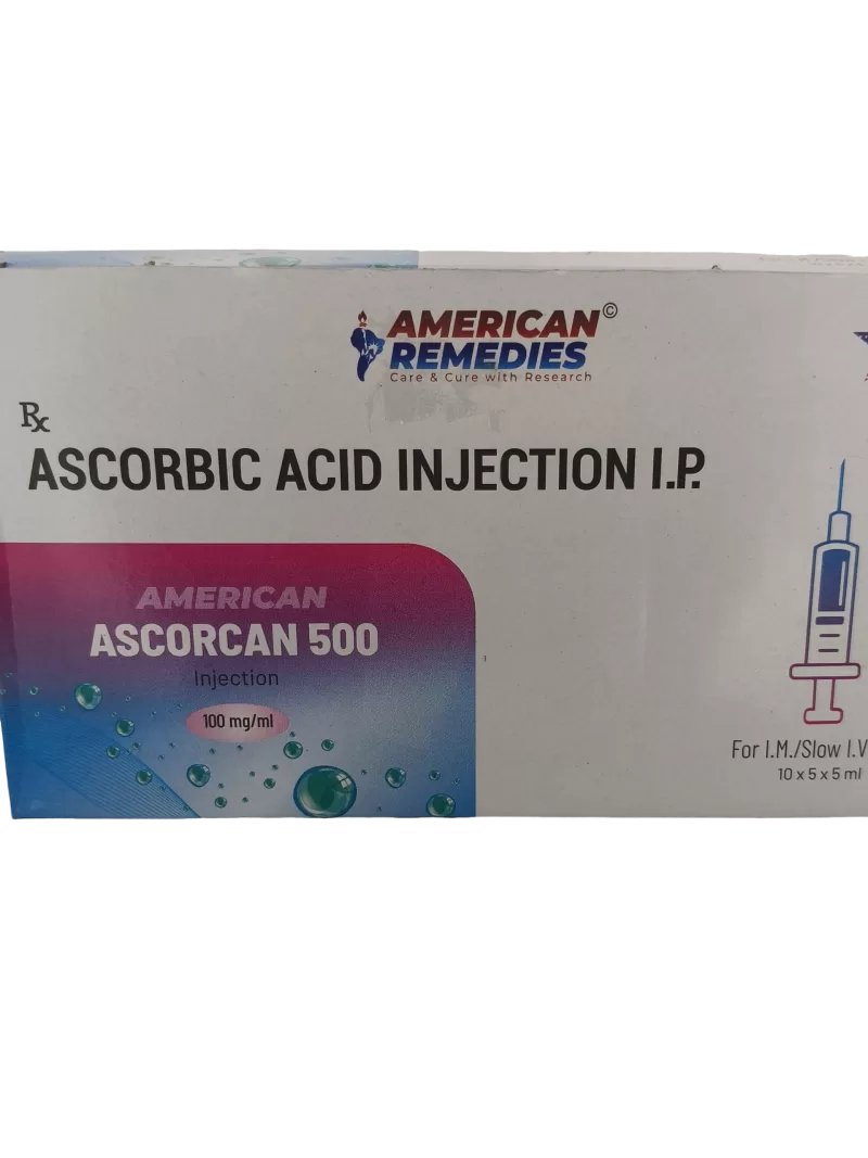 AMERICAN ASCORCAN 500 INJECTION - 10 AMPOULES OF 5ML