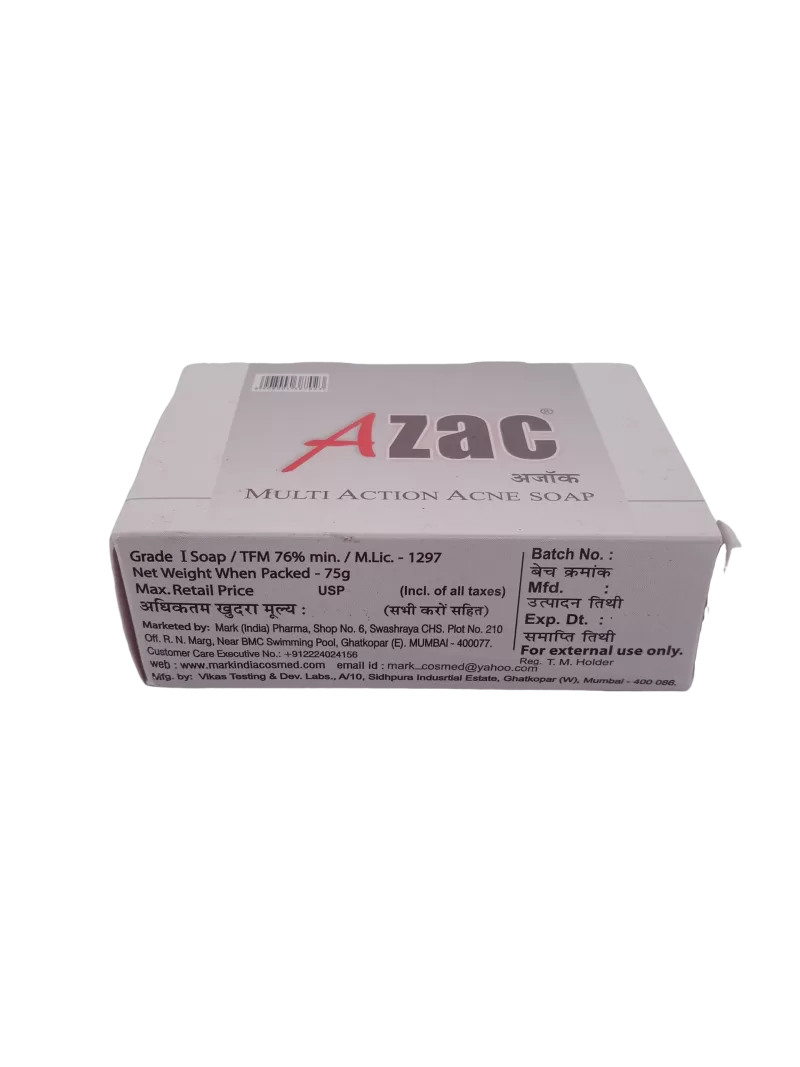 AZAC MULTI ACTION ACNE SOAP - 1 BAR 75gm - Image 3