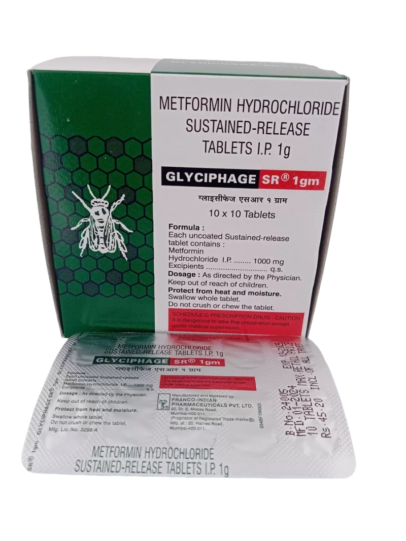 GLYCIPHAGE SR 1000 MG - 10 TABLETS - Image 3