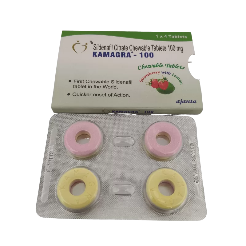 KAMAGRA 100 MG (STRAWBERRY LEMON) - 4 CHEWABLE