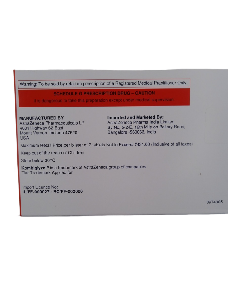 KOMBIGLYZE XR 5MG/1000MG - 7 TABLETS - Image 3