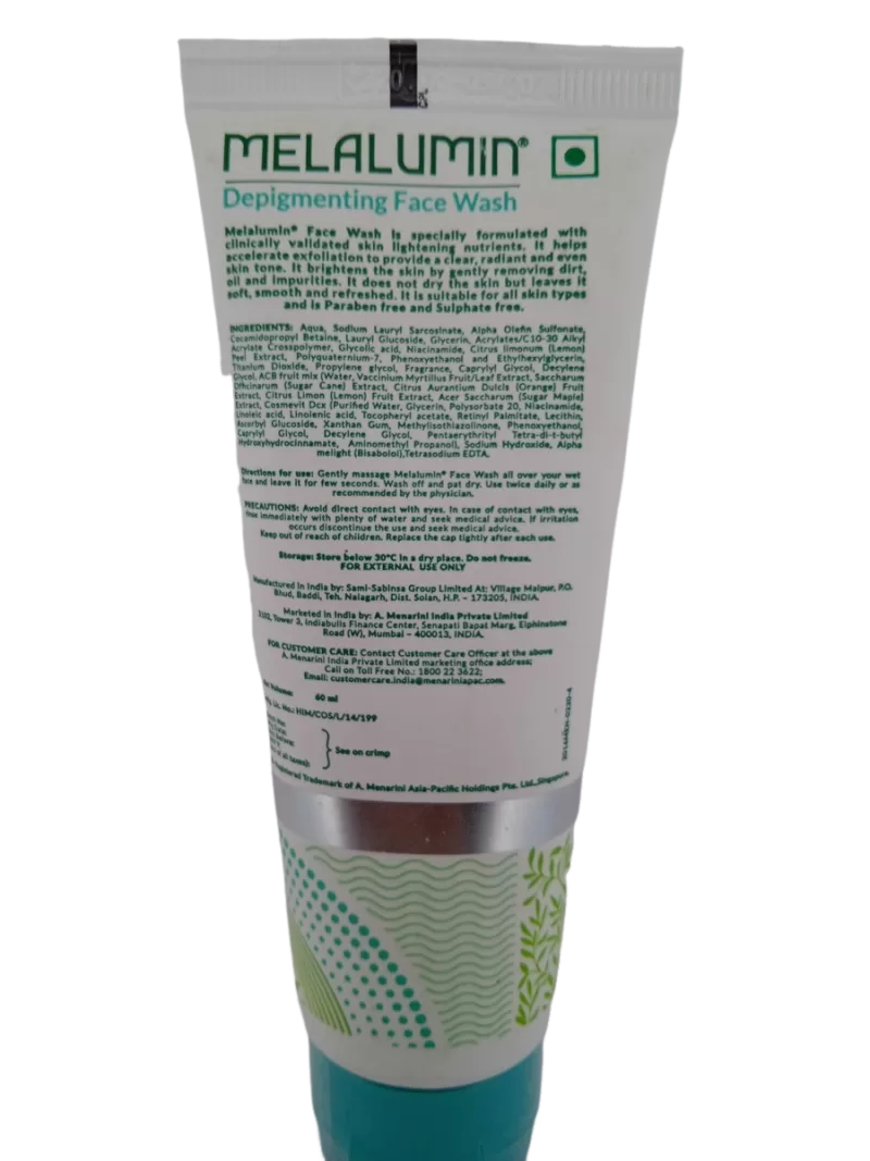 MELALUMIN DEPIGMENTING FACE WASH - 1 TUBE OF 60ML - Image 2