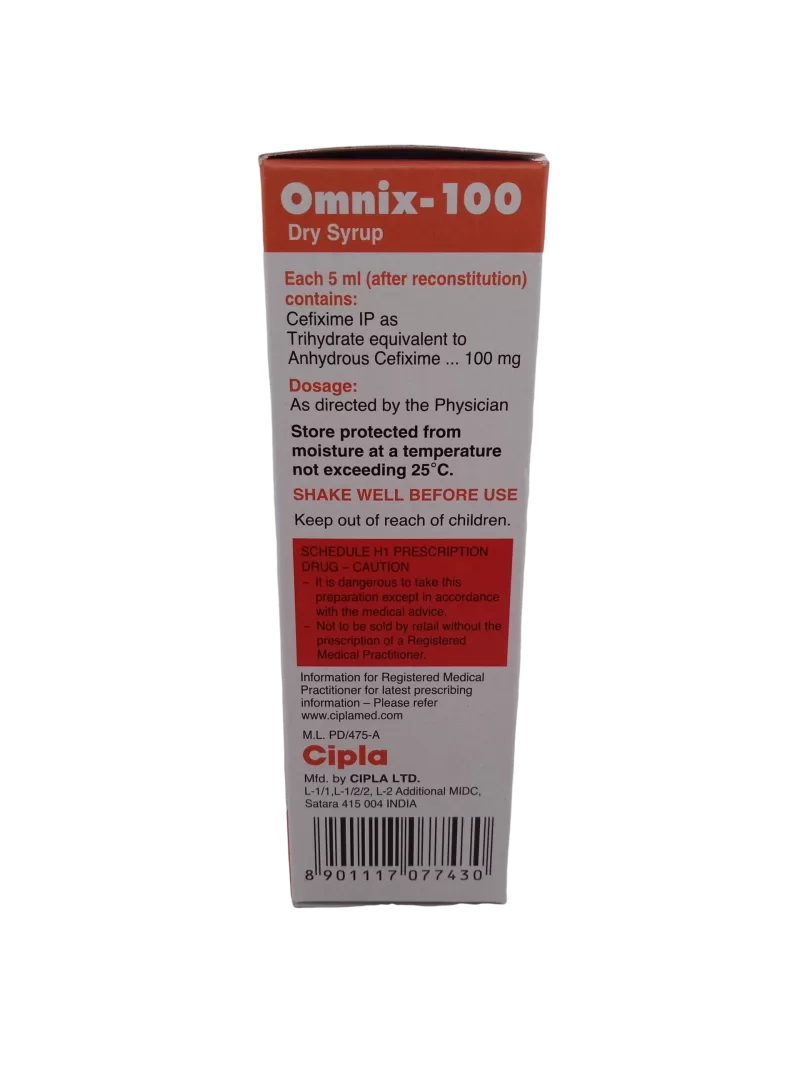 OMNIX-100 DRY SYRUP 100MG/5ML - 1 BOTTLE OF 30ML - Image 3