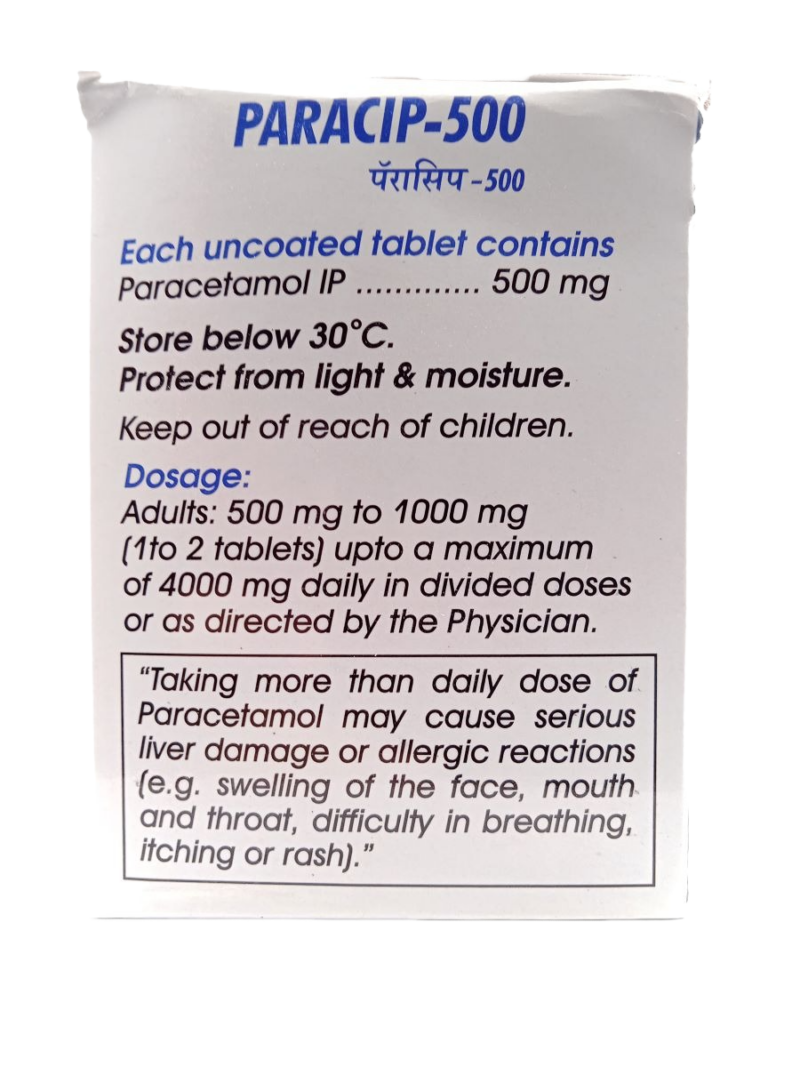 PARACIP 500 MG - 10 TABLETS - Image 4