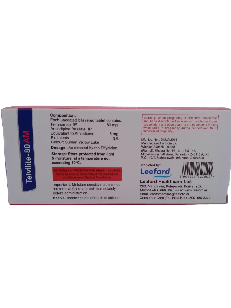 TELVILITE-80 AM - 10 TABLETS - Image 5