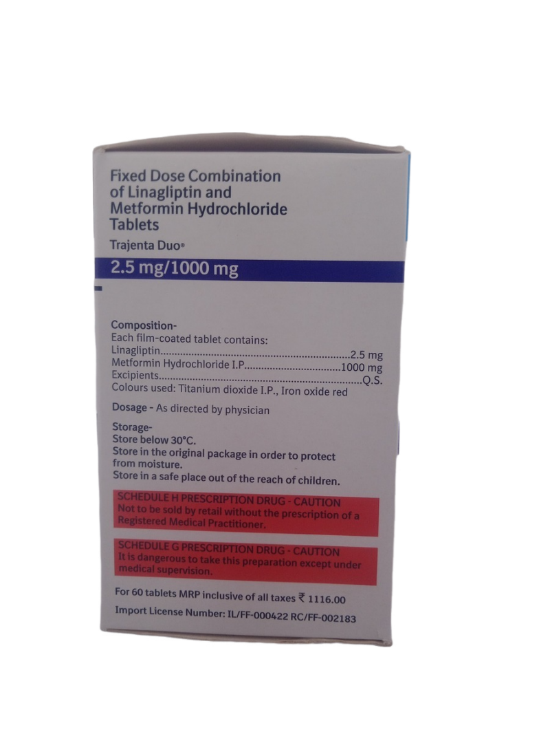 TRAJENTA DUO 2.5MG/1000MG - 10 TABLETS - Image 2