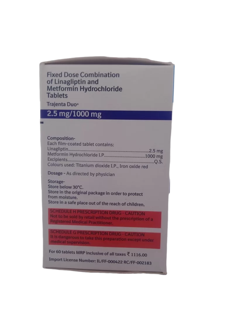 TRAJENTA DUO 2.5MG/1000MG - 10 TABLETS - Image 2