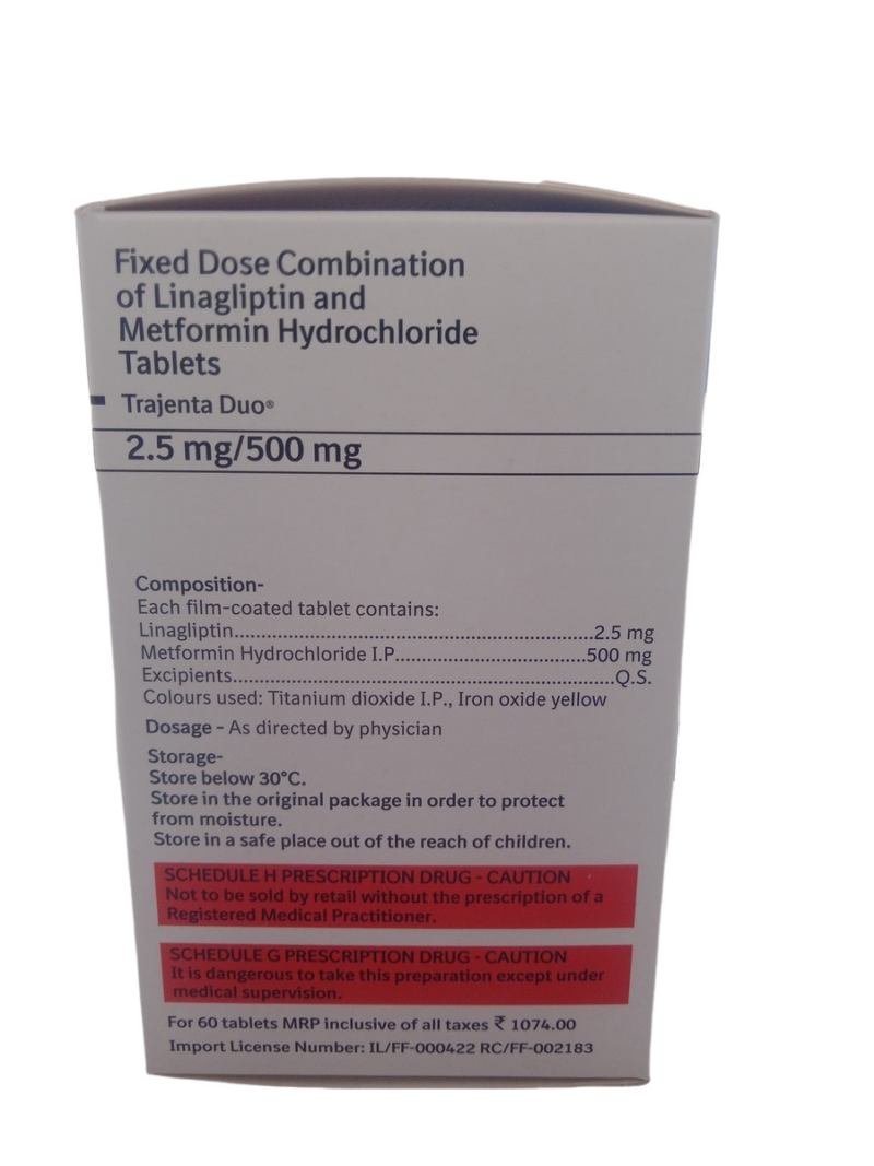 TRAJENTA DUO 2.5MG/500MG - 10 TABLETS - Image 2