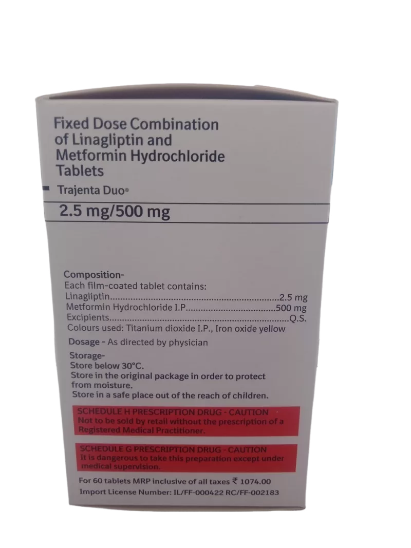 TRAJENTA DUO 2.5MG/500MG - 10 TABLETS - Image 2