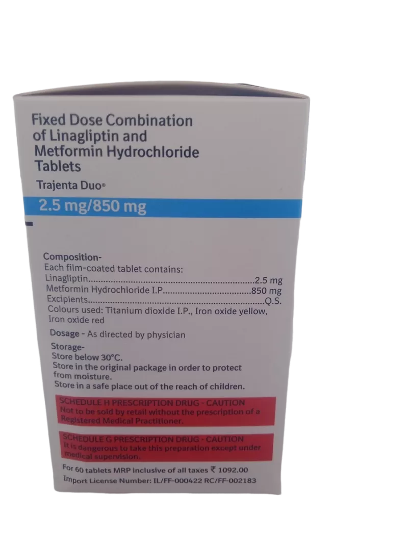 TRAJENTA DUO 2.5MG/850MG - 10 TABLETS - Image 2