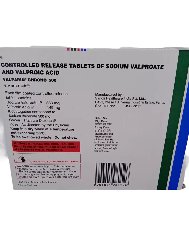 VALPARIN CHRONO 500 MG - 15 TABLETS - Image 4