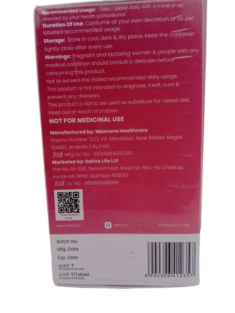 VESCA MULTIVITAMIN FOR WOMEN - 60 TABLETS - Image 4